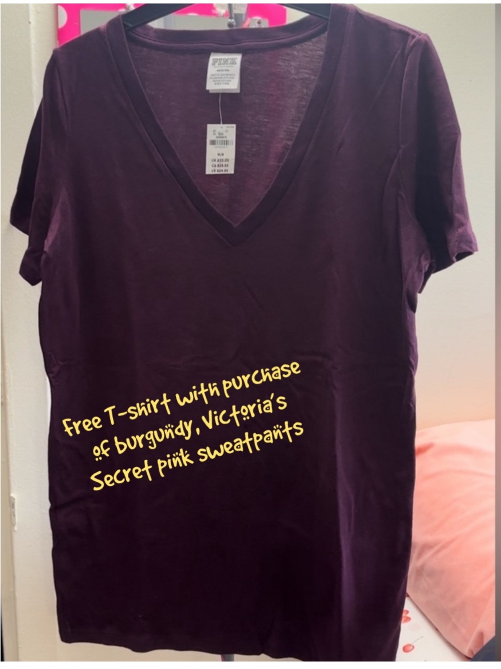 Free T-Shirt with Purchase of Victoria Secret PINK Size M/M. Brand New with Tag